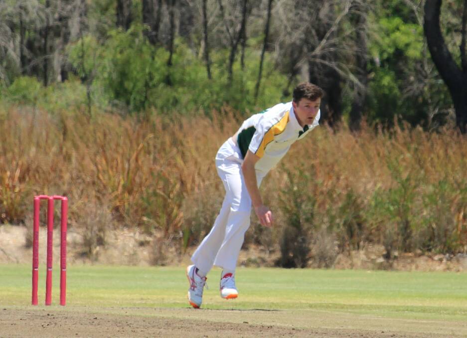 EXCEPTIONAL EFFORT: Margaret River Hawks paceman Jordan Stanbury, who has taken 16
wickets in just four games of B-Grade cricket for his club this season. Photo: Vanessa Hatton.