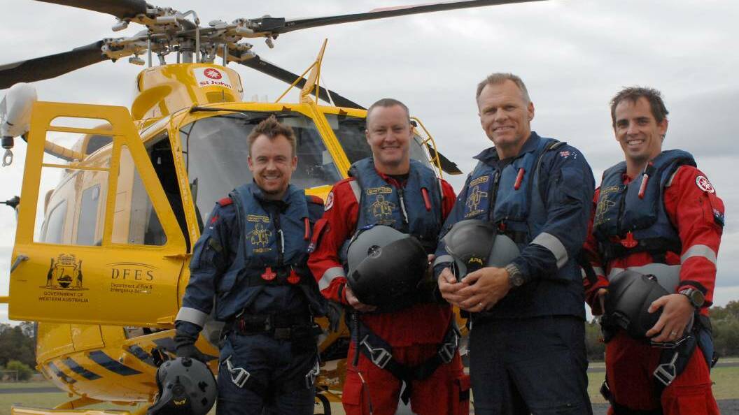 The RAC Rescue helicopter team at Bunbury. Photos: Bunbury Mail