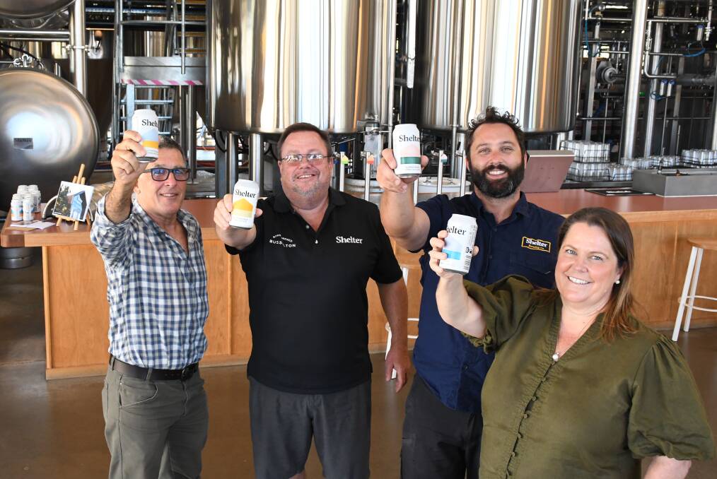 Tony Fletcher (SWDC), Jason Lane and Jason Credaro from Shelter, and Pip Kirby (SWDC) at the Busselton brewery. 