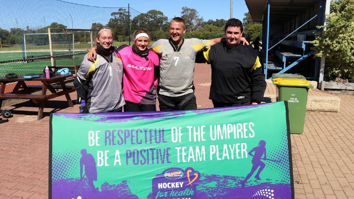 Busselton Hockey Club senior goalies also participated in the clinic. Image supplied.
