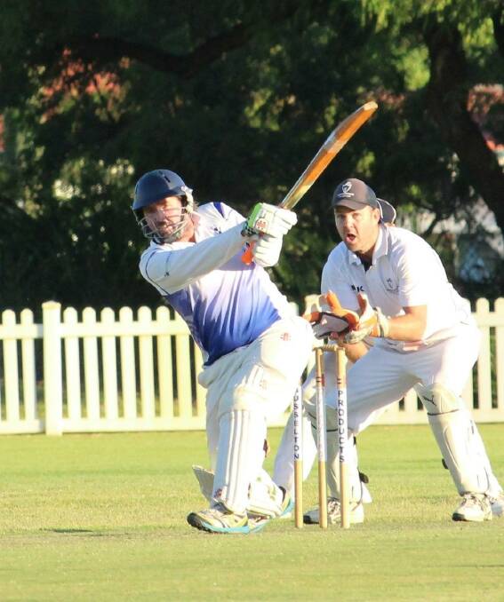Great swing: Ben Mattock shows great batting technique as he swings a boundary for St Marys late in Saturday’s A-grade game against Dunsborough at Barnard Park. Photo: Vanessa Hatton.