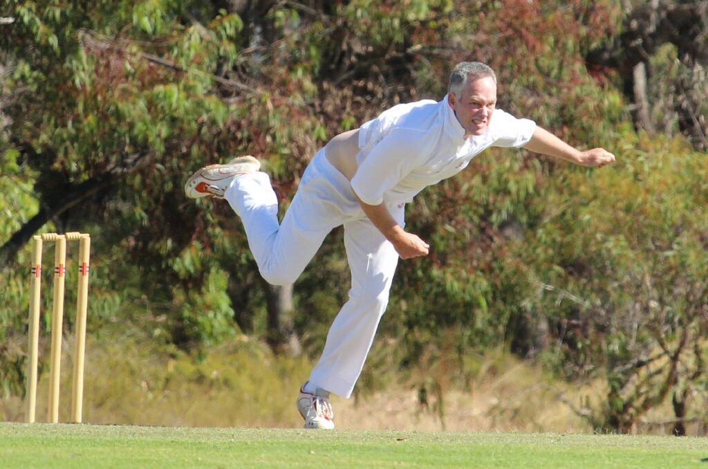Great effort: A gallant bowling performance from Nick Healy for Cowaramup could not prevent Dunsborough from claiming the last of the A-grade qualifying games at Cowaramup Oval on Saturday. Photo: Vanessa Hatton.