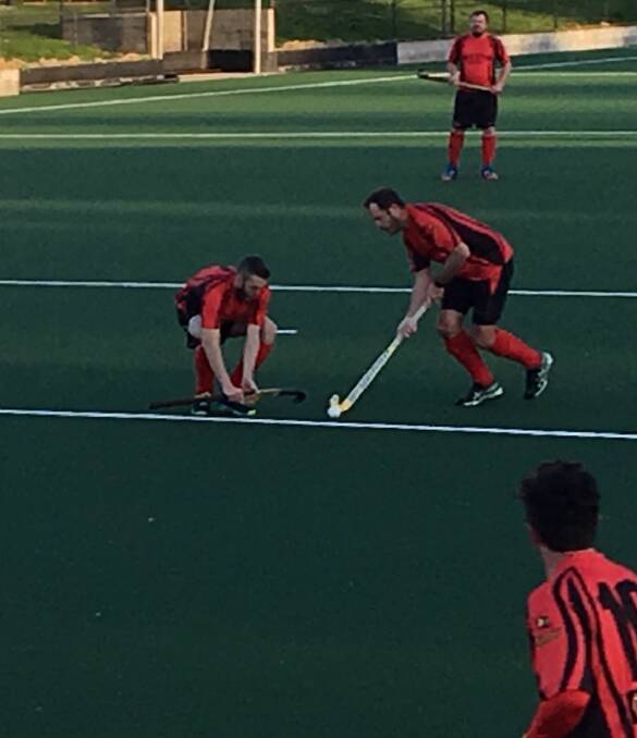 Top goal: Wests' Brent Dancer takes a penalty corner to score the game's first goal. Photo: Supplied.