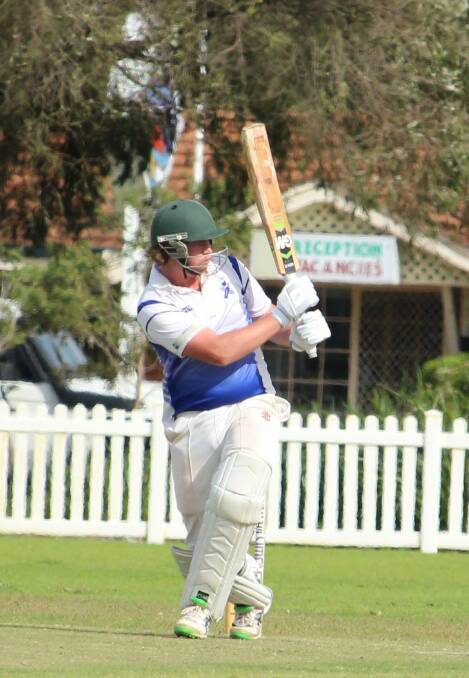 Allrounder: Shay Thackrah punches through the on-side during his impressive innings of 66 for St Marys in Saturday’s A-Grade opener against YOBS at Barnard Park.  Photo: Vanessa Hatton.
