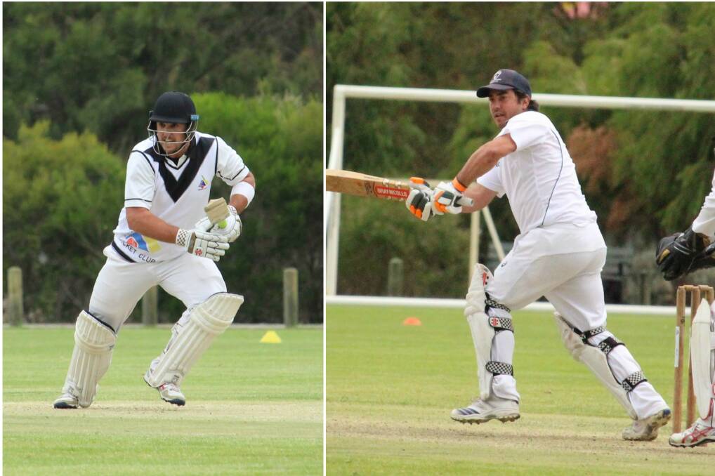 A-grade: Ben Clarke played a dominant hand for YOBS with his man of the match innings of 79 in the grand final; and Danny Hatton during his courageous innings of 47 for Dunsborough in the grand final. Photos: Vanessa Hatton.