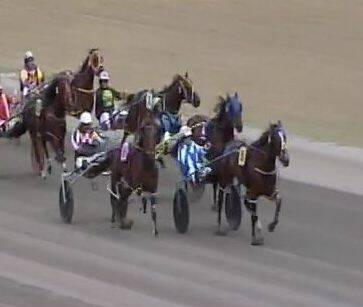 Tight finish: My Prayer and Newman battle it out on the track at Pinjarra. Photo: Supplied.