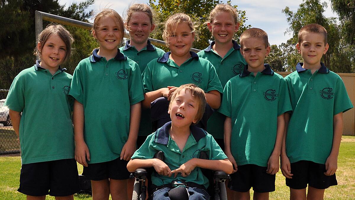 Naomi and Lucy Hill (back row), Georgie and Alexi Clark, Chelsea and Tom White and Joshua and Matthew Whyte all started Year 5 this week at Geographe Primary School.