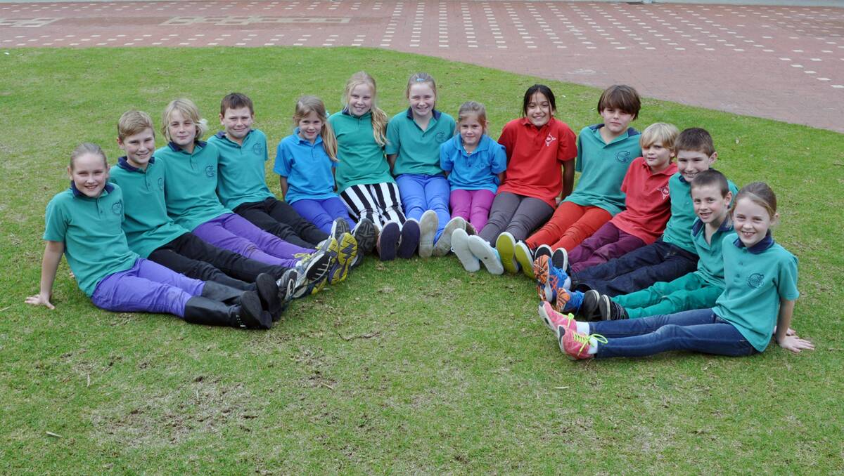 Geographe Primary School students with their multi-coloured demins.