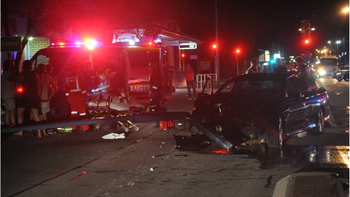 A man was rushed to hospital following a dramatic crash in Mandurah on Friday evening. Photo: Mandurah Mail/Kate Hedley