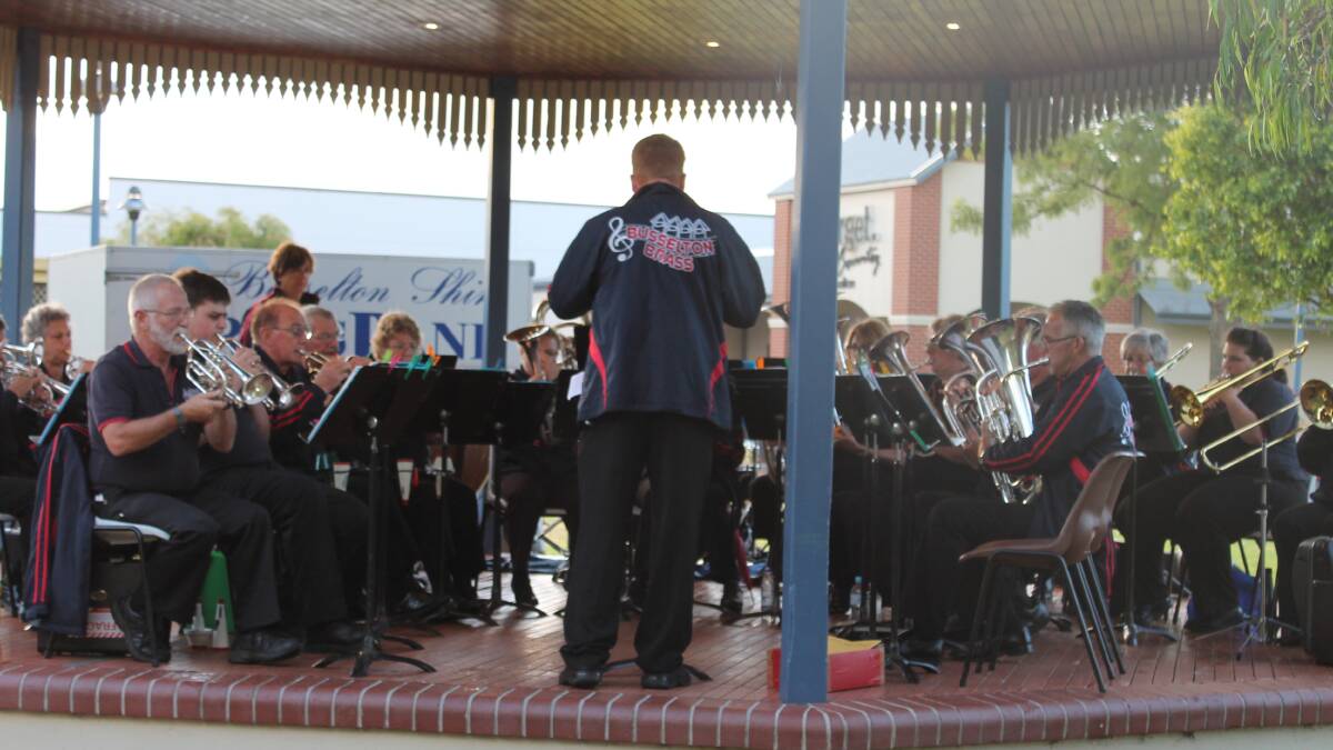 The Busselton Brass Band Ensemble plays for the crowd.